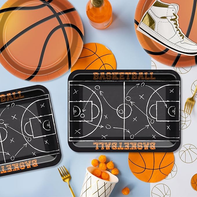 Basketball Party Supplies - 80 Pcs 9" Plates Sports Themed Party Decorations Kit for Kid's Birthday Game Day