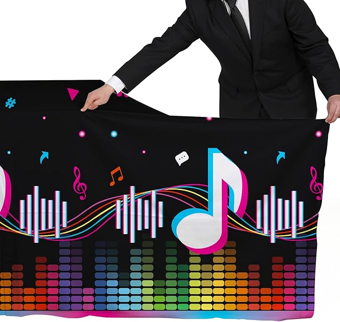 Gatherfun Music Party Disposable Tablecloth, Plastic Table Cover for Music Themed Birthday Party, 3 PCS, 54”x108”