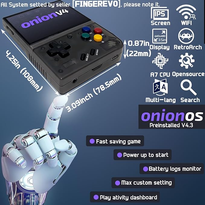 Miyoo Mini Plus OnionOS Handheld Game Console 3.5-inch 640*480 Screen 3000mAh Miyoo-mini+ with Portable Case Transparent Black