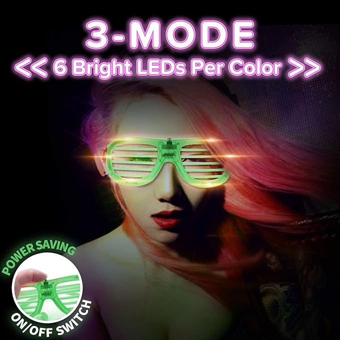 M.best 12 Pack LED Glasses 4 Colors Light Up Glasses Glow In The Dark Party Supplies Favor for Kids Adult Birthday,Raves, Halloween,Christmas, New Year
