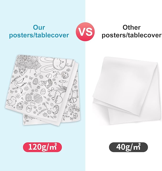 OHOME Easter Giant Coloring Poster/Tablecloth - Easter Crafts for Kids - 30 x 72 Inches Jumbo Coloring Banner - Games Gifts Toys for Basket,Activities Treats Party Decorations