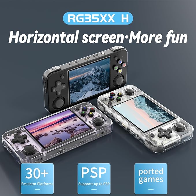 WESICH RG35XX H Retro Game Console,3.5 Inch IPS Screen Built-in 64GB+128GB TF Card,with 3300mAh Battery Linux System Games Consoles,Support HD and TV Output Casual Game Console(Purple)