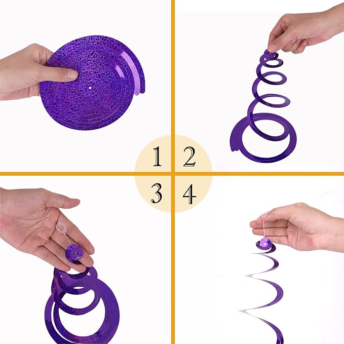 30 Pieces Purple Hanging Swirls Whirls Party Decoration Streamers Photo Booth Background for Birthday Valentine Wedding Bridal Shower Bachelorette Anniversary Engagement Party Supplies
