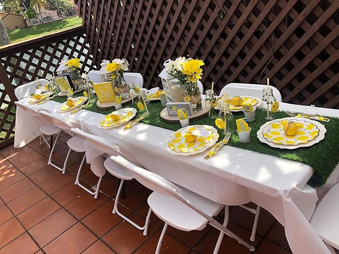 MaitianGuyou 40Pcs 7Inch Lemon Party Decorations Lemon Plates,Yellow Summer Birthday Plates Border Tableware for Summer Wedding Birthday Garden Party Supplies Table Decorations