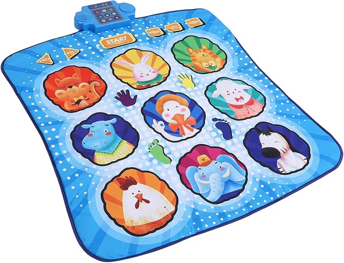 Dance Pad, Electronic Music Mat with LED Lights, Foldable Nonslip Playmat with 80 Sounds, Interactive Fun for Kids Ages 3 to 12 (Blue)