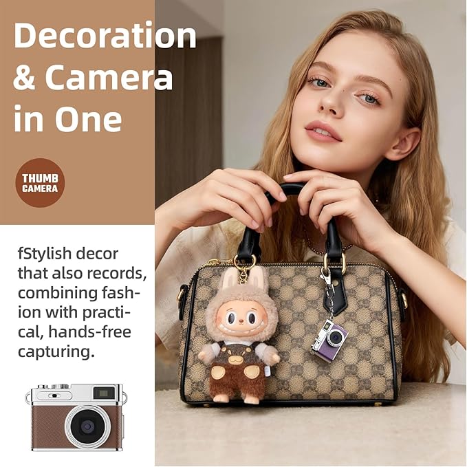 1080P HD Tiny Retro Keychain Digital Camera, with 32GB SD Card & OTG Adapter & Card Reader, 0.96" Screen Vintage Compact Micro Pocket Camera for Travel, Concert, Study Recording - (Blue)
