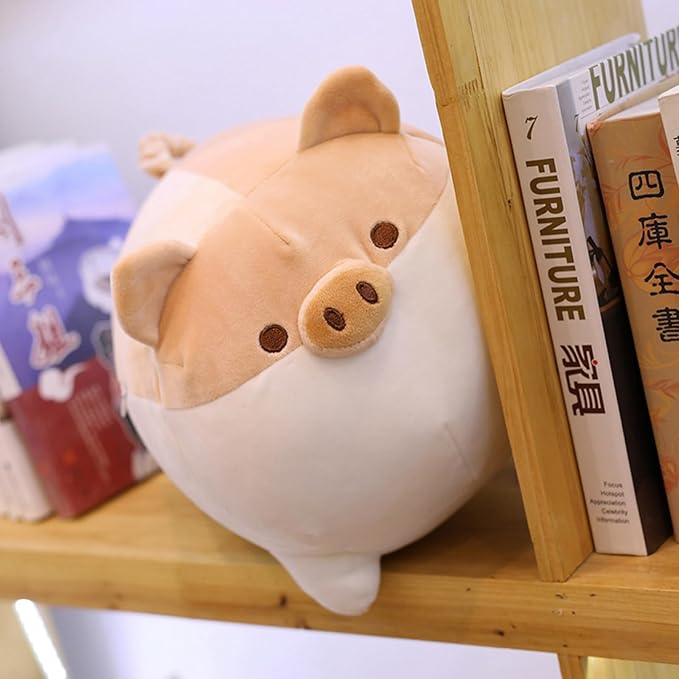 Levenkeness Soft Fat Pig Plush Hugging Pillow,Cute Piggy Stuffed Animal Doll Toy Gifts for Bedding, Kids Birthday, Valentine, Christmas (Brown, 15.7")