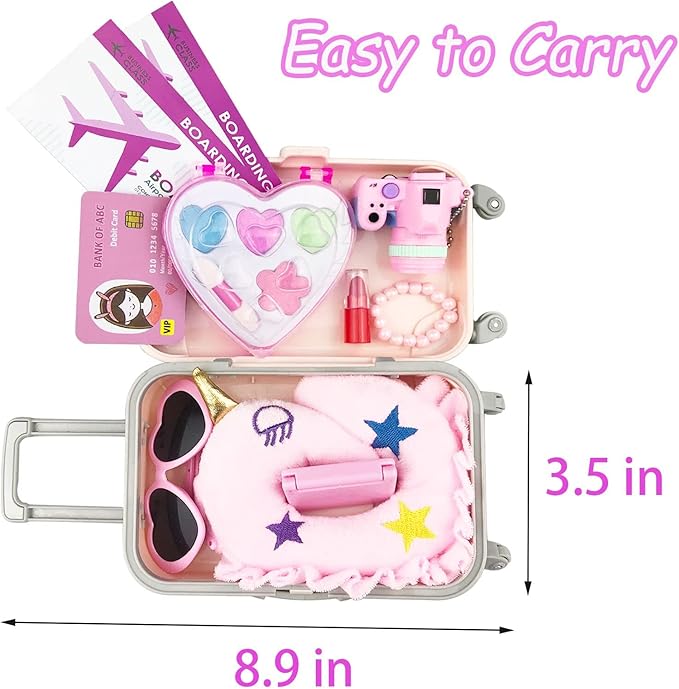 BNUZEIYI 17Pcs 18 Inch Girl Doll Clothes and Accessories Doll Accessories Travel Play Set with Travel Pillow Camera for 18 Inch Dolls Gift for Girls