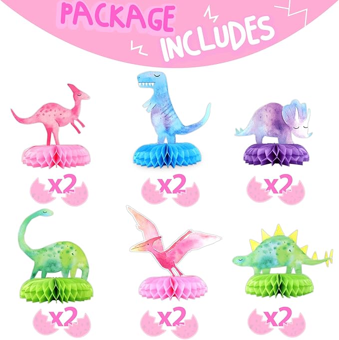Dinosaur Baby Shower Centerpieces - 12 PCS Dino Party Honeycomb Centerpieces for Decorations - Dino Center Piece Dinosaur Table Topper for Kid