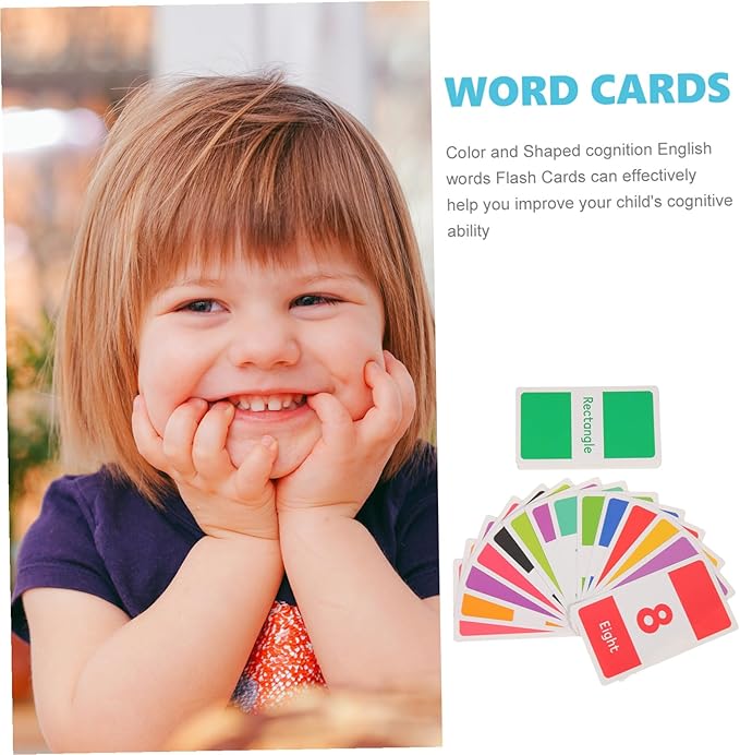 FRCOLOR 58Pcs Early Education Flash Cards for Ages Portable Lightweight Alphabet Numbers Colors Shapes Animal Teaching Word Cards for Cognitive Learning and School Use