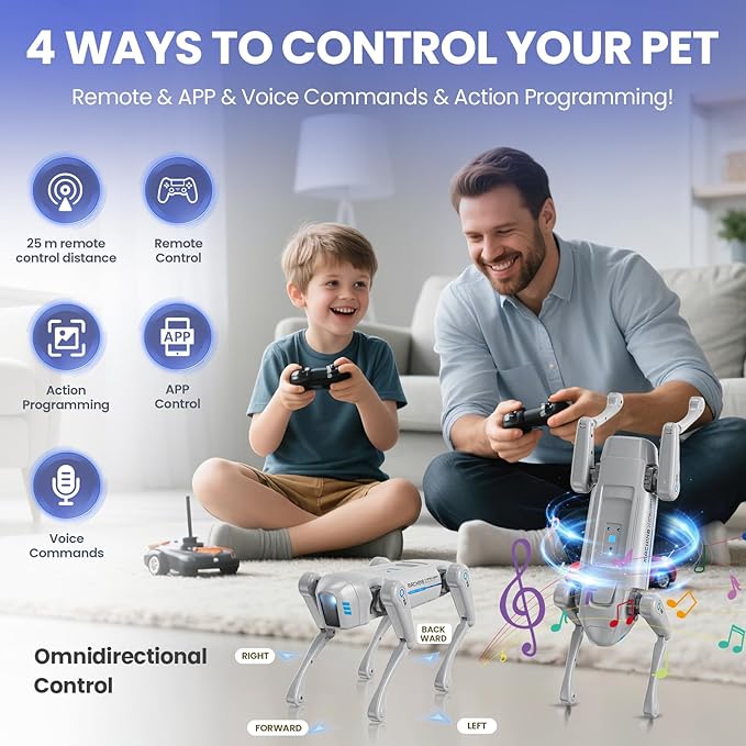 Smart Robot Dog Toy, Interactive STEM Robot Pet, Voice & Remote Control, App Programming, 30+ Actions, Bionic Walking, Robotic Dog Birthday Gifts for Kids Boys Girls Age 6+