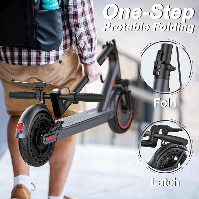 VOLPAM Electric Scooter, 350W/500W Powerful Motor, 8.5"/10" Solid Tires, 19/21Mph, 28/23/21/16 Miles Max Range, Dual Braking