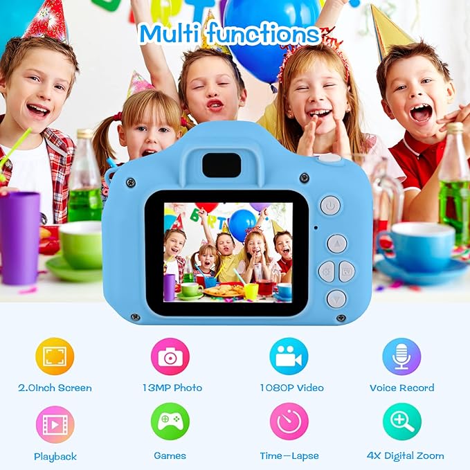 Kids Camera, Toddler Camera Children Digital Camera Toys with 13MP Video Camcorder 32GB SD Card and Camera Case for 3–10 Year Old Boys and Girls