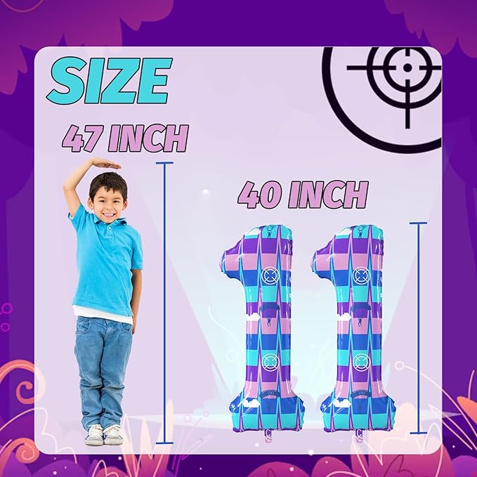 40 Inch Video Game Theme Number 11 Balloons Large Birthday Party Number Balloons Piñata Gaming for Kids Battle Boys Birthday Party Decoration Supplies