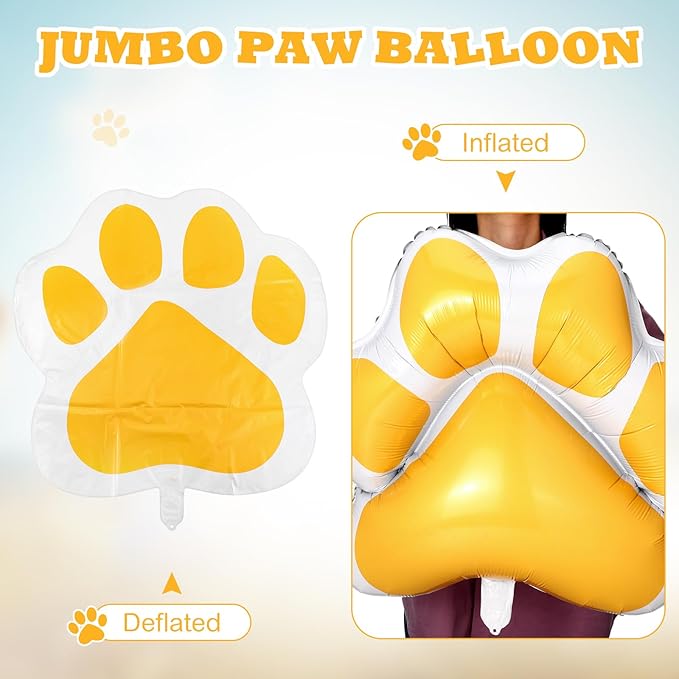 Hungdao 9 Pcs 28 x 26 Inch Orange Dog Paw Balloons Paw Print Foil Balloons Large Puppy Birthday Party Supplies for Baby Shower Pets Dog Themed Party Decorations