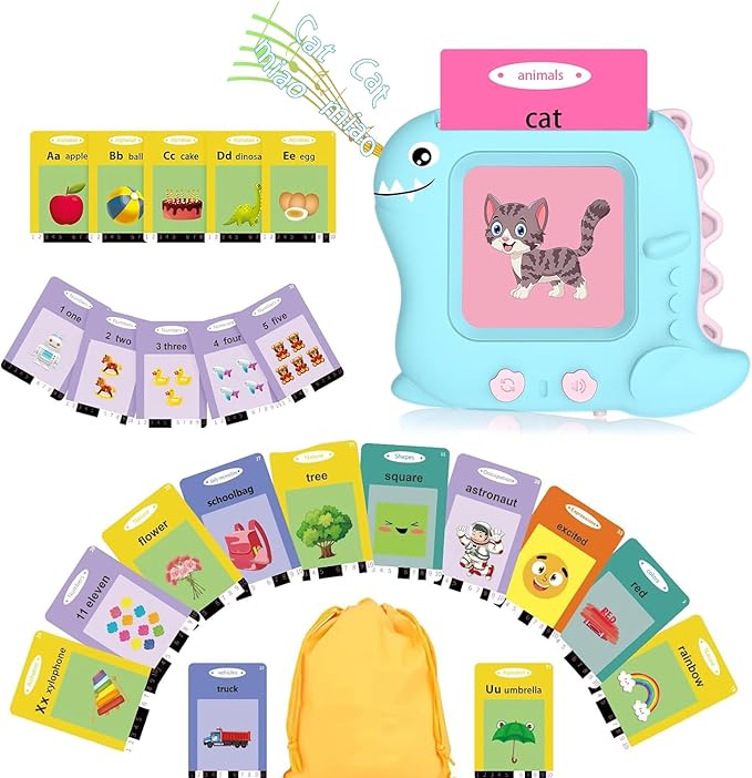 Talking Flash Cards for Toddlers 3-5 Years Old, Pocket Speech Therapy & Autism Sensory Toy with 336 Sight Words, Montessori Educational Learning Device Gift