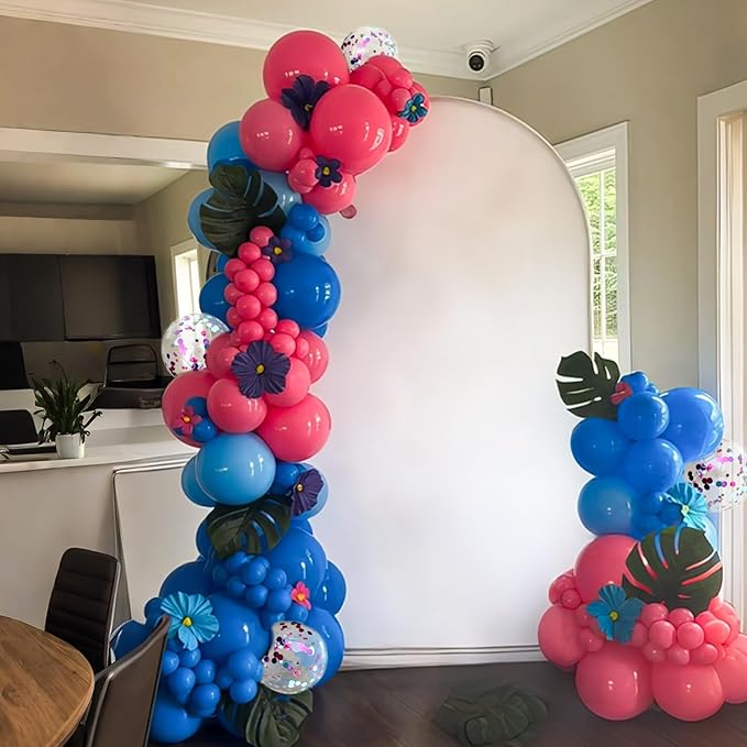 Pink and Blue Balloons, 60pcs 12 Inch Royal Light Blue Hot Pink Confetti Birthday Balloons for Girl Fun Theme Birthday Beach Party Supplies Baby Shower Party Decorations