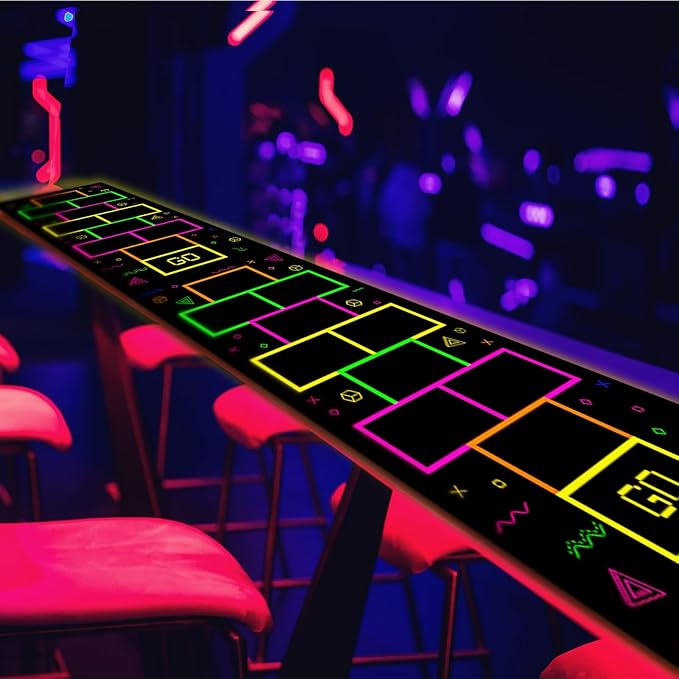 Haull 138 x 59 Inch Glow in The Dark Party Supplies Neon Party Decorations Light up Dance Floor Blacklight Rug UV Reactive Fluorescent for Carnival Birthday Wedding Favors(Hopscotch)