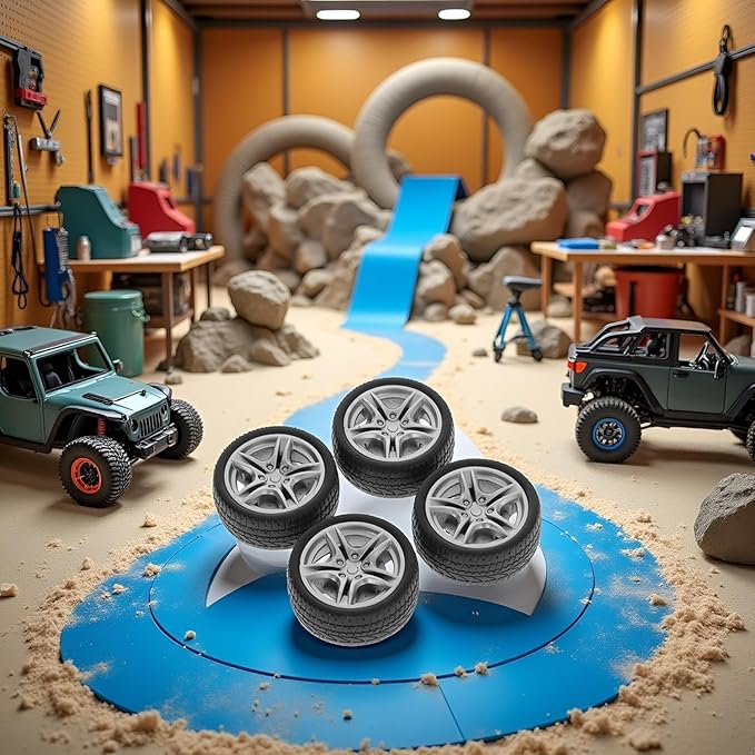 4Pcs Black Tires,Simulation Rubber Wheel Tire Wheel Toy Model DIY RC Spare Parts Easy Installation Small in Size,Remote and App Controlled Vehicles and Parts (48mm)