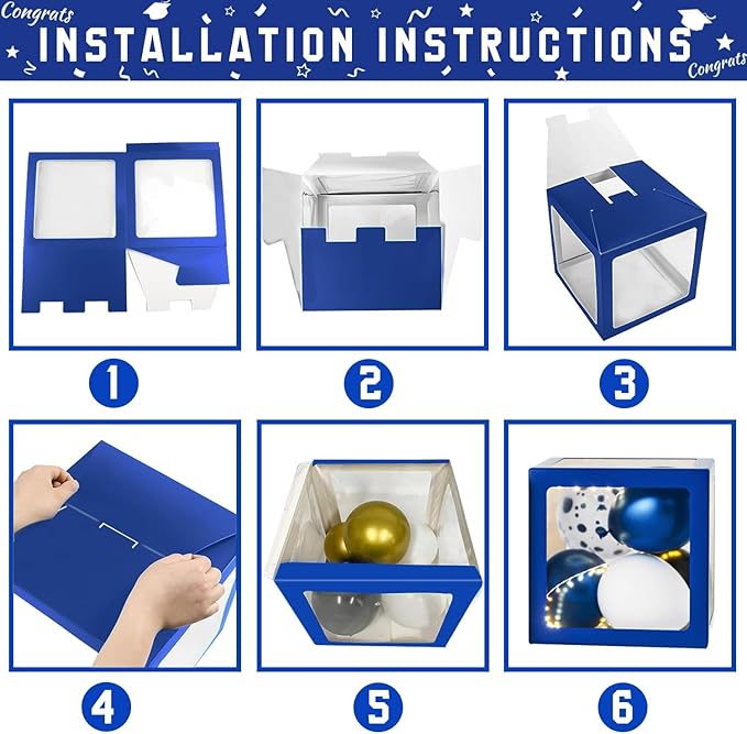 Graduation Decorations Class of 2026 - Blue Graduation Decorations - Balloons Boxes with Letters 2026 GRAD So Proud of You, Congrats Grad Party Decorations for Any Grades
