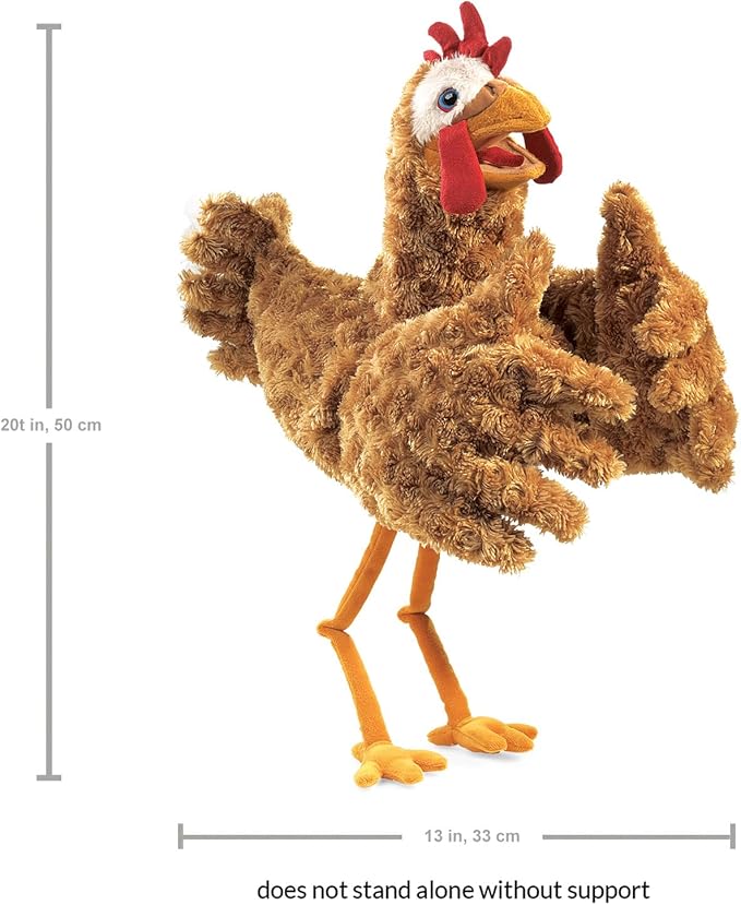 Folkmanis Chicken Two-Handed Puppet, Orange-red, 1 EA