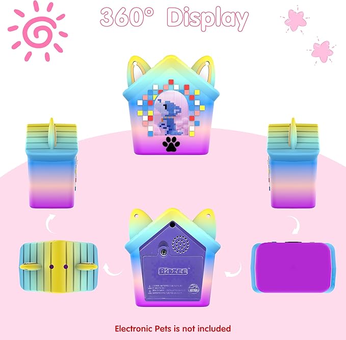 Silicone Case for Bitzee Doghouse Interactive Digital Pet, Shockproof Protective Cover for Doghouse Bitzee Virtual Electronic Pets Accessories with Lanyard (Rainbow)
