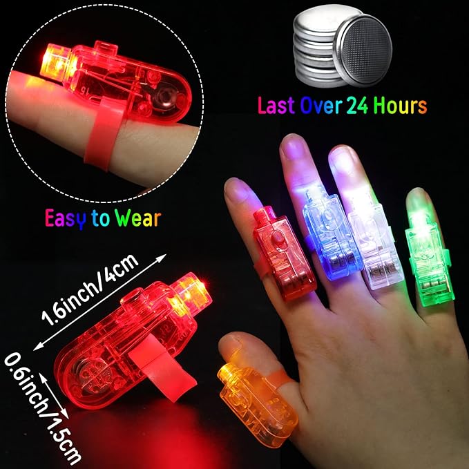 Chivao 200 Pcs LED Finger Lights Mini Finger Flashlights Light up Ring Sticks for Adults Glow in The Dark Party Favors Birthday Rave Party Supplies, 5 Colors