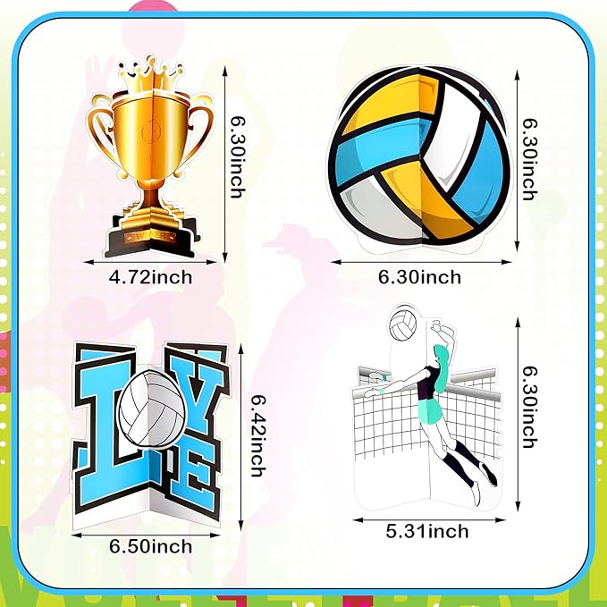 Harloon 12 Pieces Volleyball Party Decorations Volleyball Honeycomb Centerpieces Volleyball Tables Centerpieces Volleyball Party Favors for Birthday Party Sports Themed Party Decor