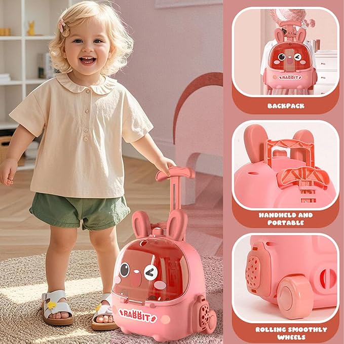 Electric Bunny Toy, Interactive Plush Bunny Toy with Cage, Walking Hopping & Nose Twitching Electronic Pet for Kids