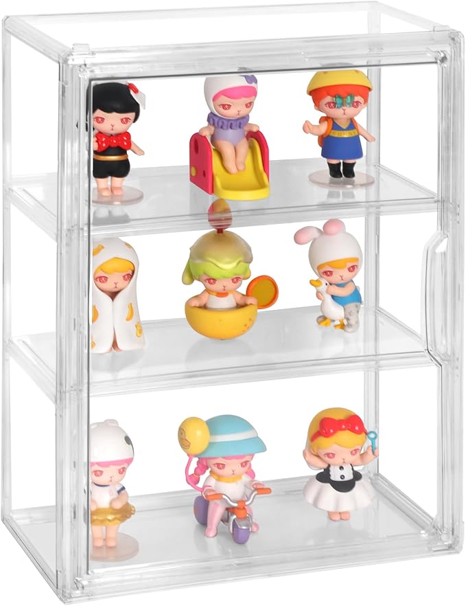 Acrylic Display Case for Figures, 3 Tier Clear Wall-Mounted Storage Organizer, Display Box with Magnetic Door, Dustproof Showcase Cabinet for Doll Action Figure Collectibles
