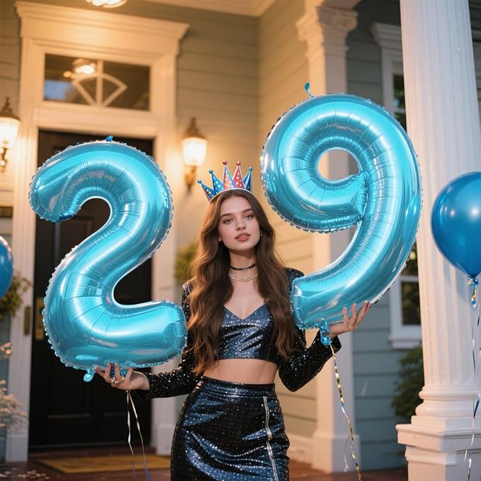 40 inch Light Blue Number 9 Balloon Jumbo 19 29 39 90 99 Foil BalloonsGiant Large 9 Foil Balloon for Birthdays, Anniversaries, Graduations, 9th Birthday Decorations for Kids