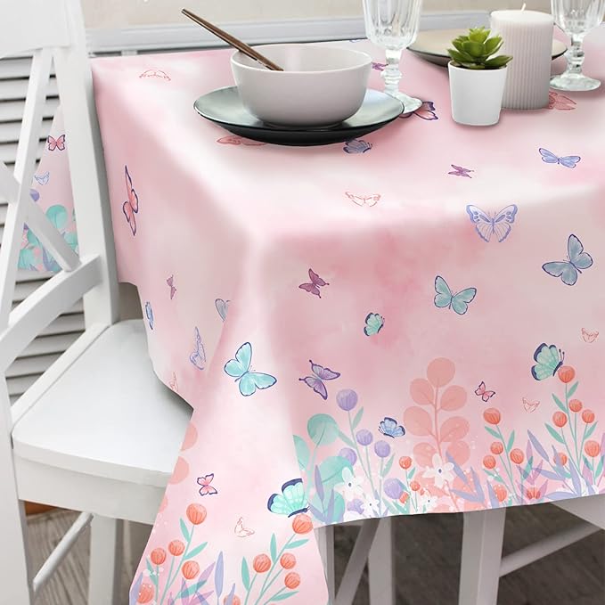 Gatherfun Butterfly Disposable Tablecloth, Plastic Table Cover for Kid’s Birthday Party, 3 PCS, 54”x 108”