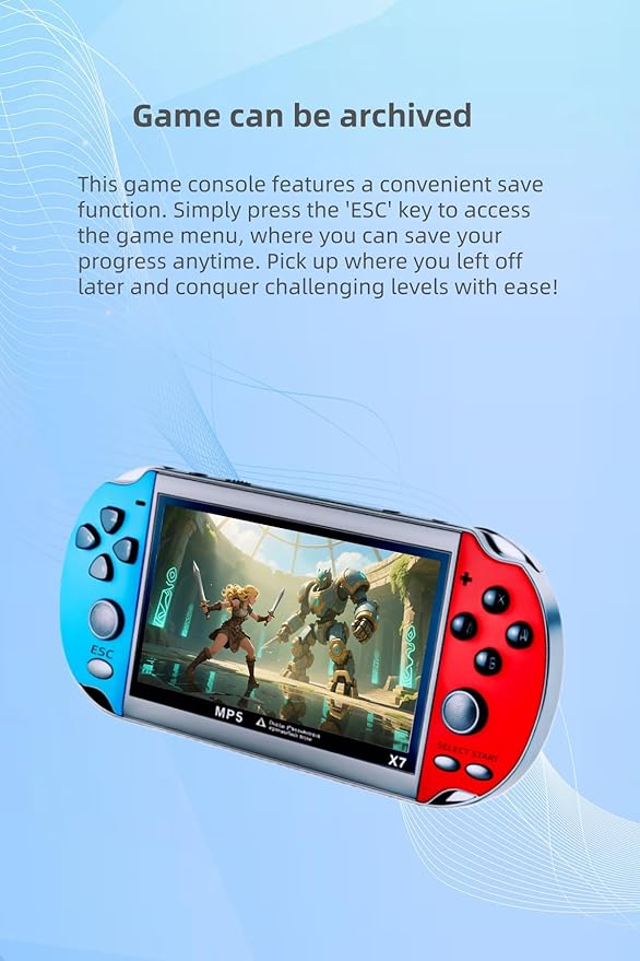 4.3" IPS Screen Handheld Video Game Console - with Classic Game System, Support TV Output, with Rechargeable BatteryTravel Toys Classic Fun for All Age