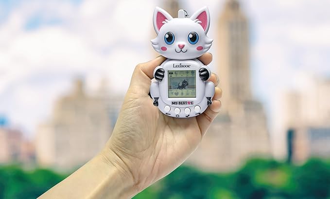 Lexibook, My Best-E Chat – Virtual Pet Console, 1900+ Animations, 3 Mini Games, Compact and Lightweight Keychain Format, JLMBCAT