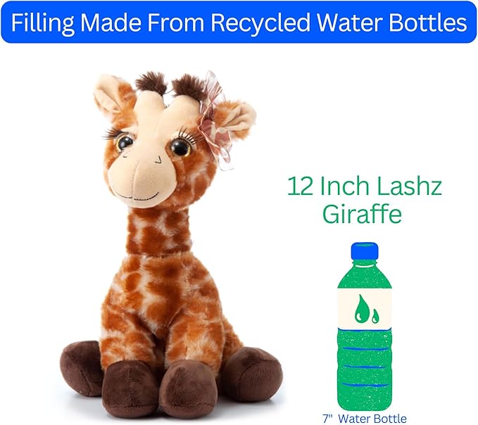 The Petting Zoo, Lash'z Giraffe Stuffed Animal, Gifts for Girls, Plush Toy 12 inches