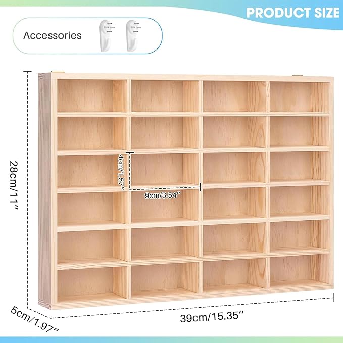 1/64 Scale Toy Car Display Case 24 Space Storage Organizer Wall Mount for Collectibles