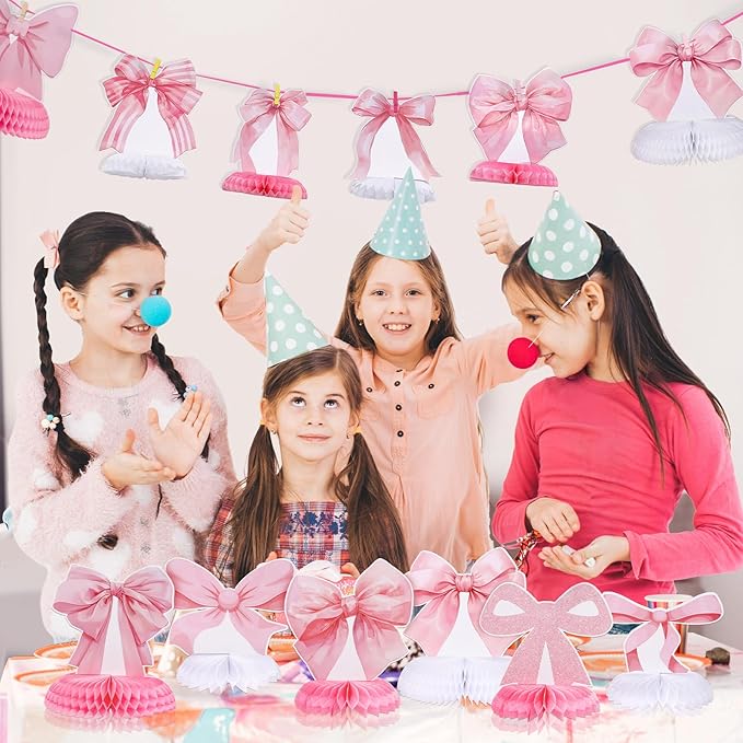 12 Pcs Pink Bow Party Honeycomb Centerpieces Pink Bow Table Centerpieces Coquette Theme Birthday Decorations Bow Party Decorations for Birthday Bachelorette Wedding Mothers Day Party Supplies