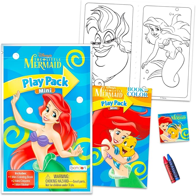 Disney The Little Mermaid Mini Party Favors Set - Bundle with 24 Ariel Play Packs with Coloring Pages, Stickers, More | The Little Mermaid Party Supplies