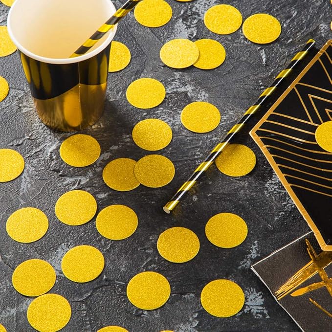MOWO Glitter Confetti Circles Wedding Party Decor and Table Decor, 1.2’’ in Diameter (glitter gold,200pc)
