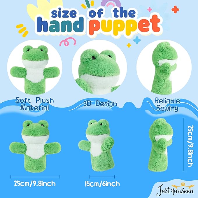 Puppet Size for Kids Adults Swamp Pond Animal Learning Tool Soft Green Hand Toy for Story Time Preschool Classroom Supplies Interactive Play Frog