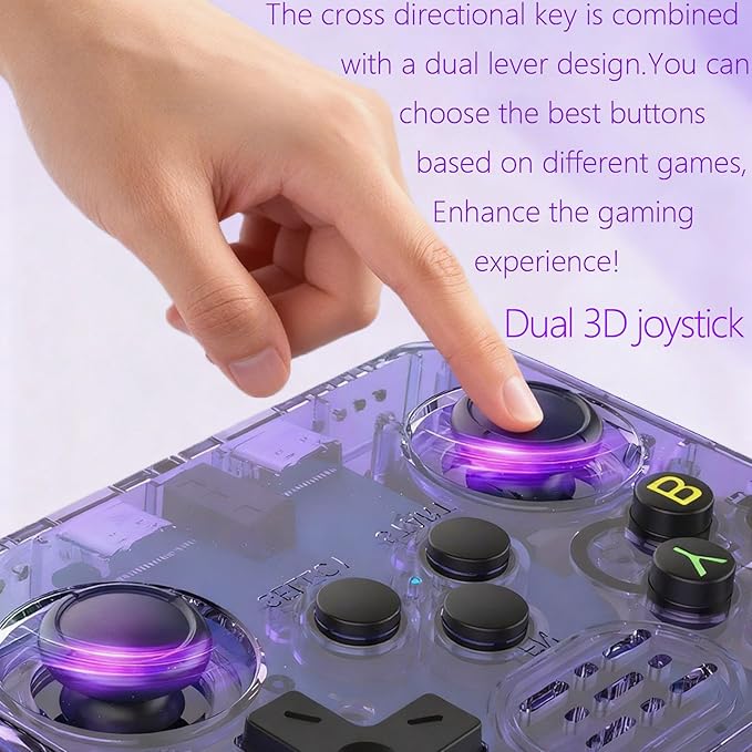 Retro Handheld Game Console R36S, 3.5-Inch HD IPS Screen 3200mAh Battery, 128G Built-in 20000+ Games 20+ Emulators, HDMI TV Output for Classic Game Play (Transparent Light Blue +128G)