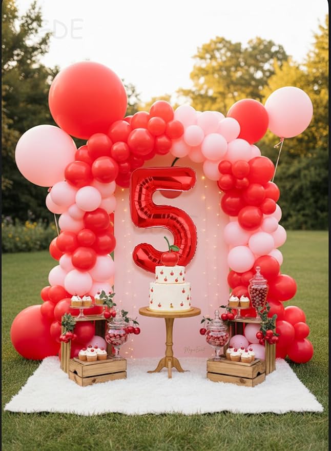 40 Inch 5 Red Number Balloons Mylar Foil Helium Digital Balloons Baby Shower 5st Birthday Party Decor Supplies