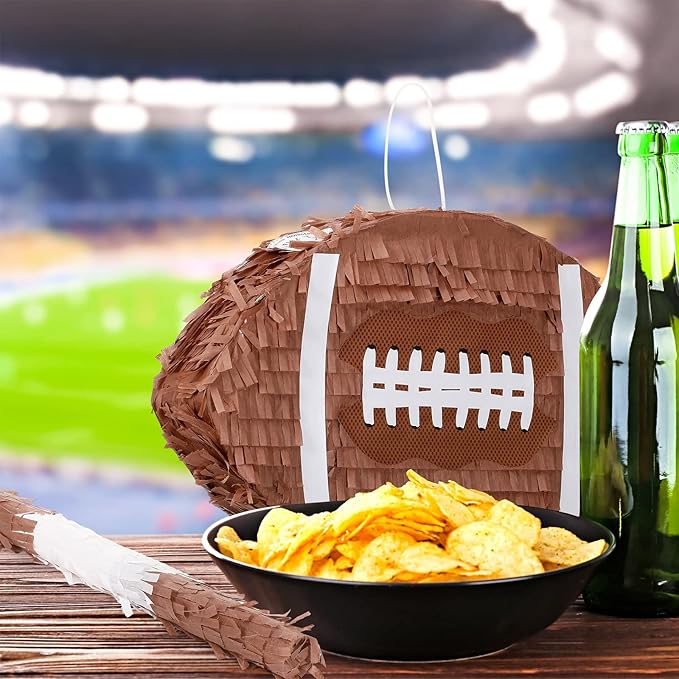 Sratte Kids Football Piñata for Birthday Decoration Football Piñata with Bat and Eye Mask for Boys Sports Birthday Party Supplies