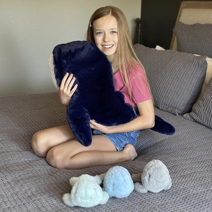 MaoGoLan 4 Pcs Blue Whale Plush Toy with 3 Babies Inside - 20 Inch Giant Stuffed Whale Plush Sea Animals Bulk for Kids Ocean Party Favors Marine Decorations Gifts Christmas Valentine's Day