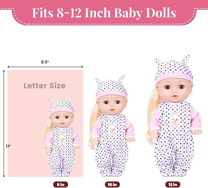 BABESIDE 3 Set Alive Baby Doll Clothes for 8-12 Inch Dolls, Doll Clothes Outfits, Baby Doll Accessories Romper Suit, Coat and Hat for Baby Dolls,Pretend Play Accessories for Girls