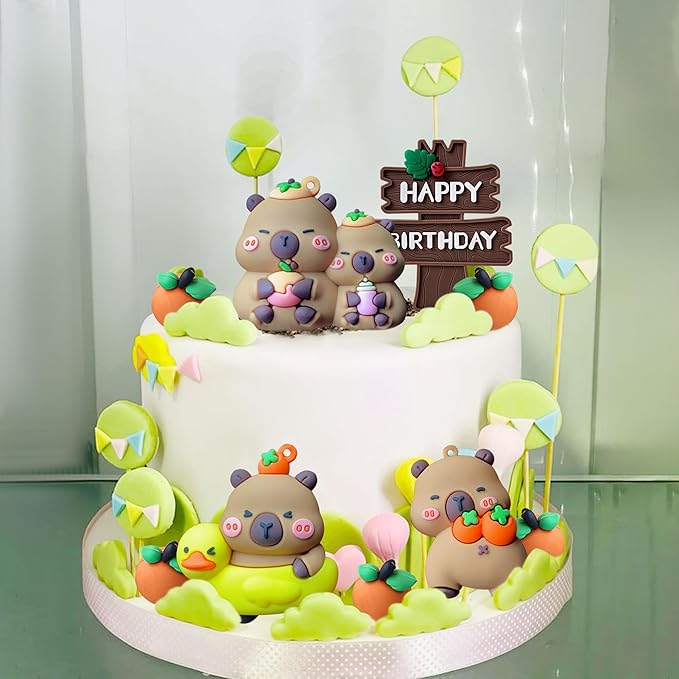 Capybara Cake Topper Capybara Birthday Party Decorations Cute Animal Cake Decoration Mini Blowfish Capy Birthday Party Supplies Favors Baby Shower Decor