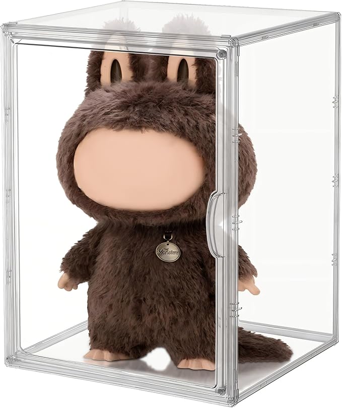 XL Display Case for Big Labubu POP MART Doll - with Magnetic Door, Acrylic Clear Dustproof Large Toy Showcase, Box Stackable Storage Cabinet - Compatible with 24 inch Oversized Plush Dolls