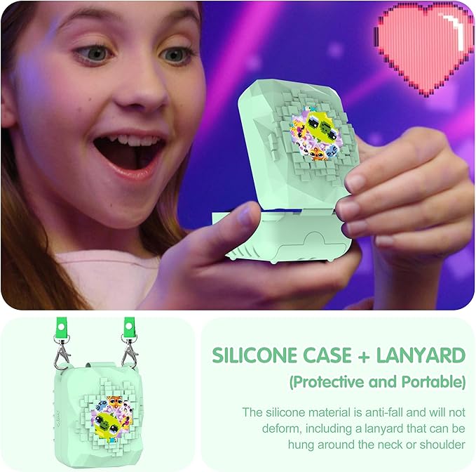 Silicone Case for Bitzee Magicals Interactive Toy, Anti-Scratch, Washable, Shockproof Silicone Protective Cover for Bitzee Magicals Interactive Toy Accessories with Lanyard - Mint Green
