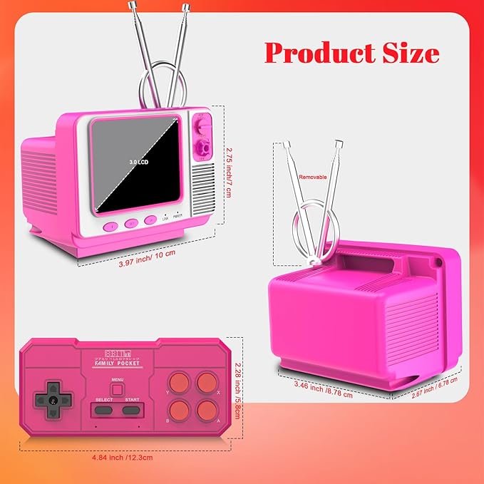 Retro Game Console - 42 JALECO + 168 Classic Games, 2.4G Wireless 2-Player, 3.0 Inch IPS Screen, TF Card Expansion, Great for Kids