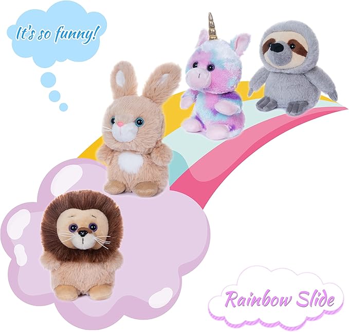 My OLi 4-Pack 5" Fairy Tale Stuffed Animals - Unicorn, Lion, Rabbit & Sloth Plush Toy Set for Babies, Toddlers, Kids Girls & Boys